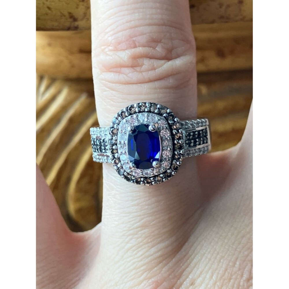 Genuine Blue Spinel Sterling Silver Ring Size 7